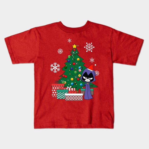 Teen Titans Raven Around The Christmas Tree Kids T-Shirt by Nova5